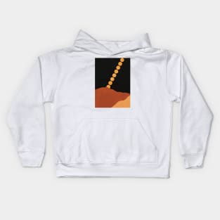 Mountain Hill, Moon, Terracotta, Minimalist Artwork Kids Hoodie